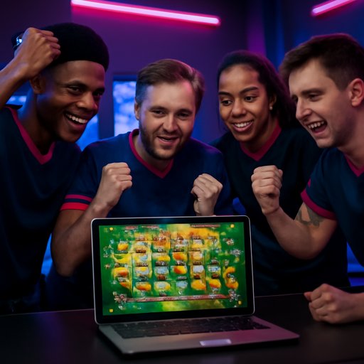sLot machines jungle bonus scene on laptop